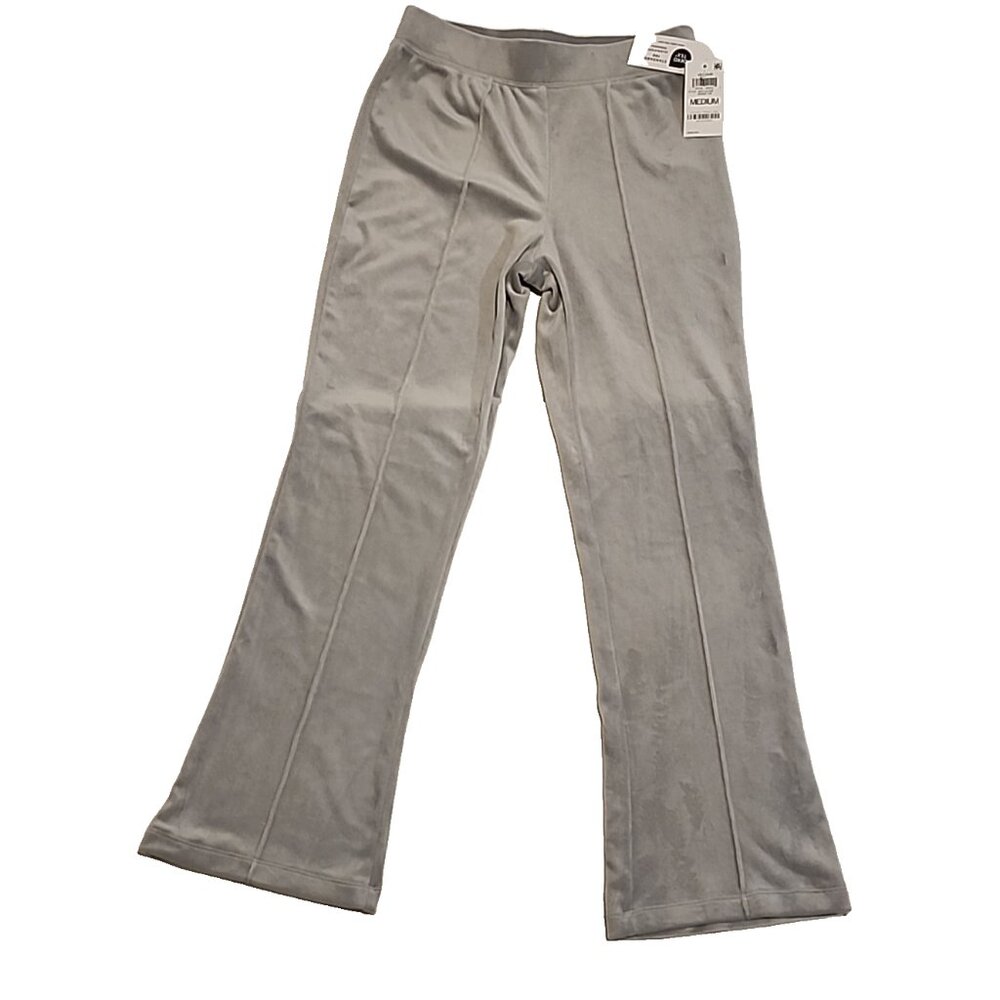 IDEOLOGY Girls size M Velour WIDE LEG jogger stretch Pants sweatpants new silver